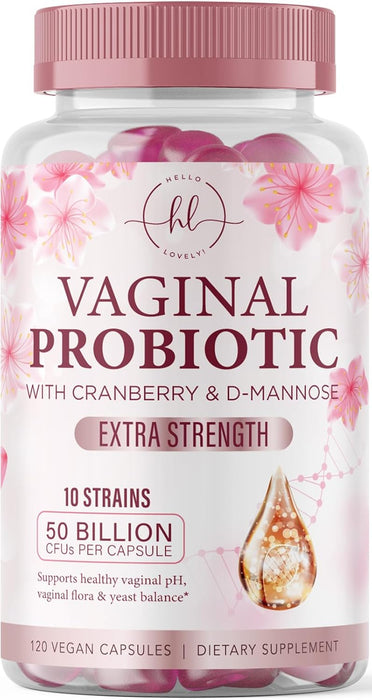 Vaginal Probiotic for Women - Vaginal PH Flora Feminine Health Balance Support - 50 Billion CFU Per Capsule, 10 Unique Strains - Womens Probiotics Supplement with Cranberry & D Mannose