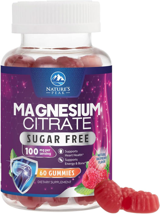 Magnesium Citrate Supplement Gummies Sugar-Free, High Absorption Magnesium Gummy Supplements for Women & Men, Supports Sleep, Heart Health, Bones and Muscles, for Relaxation & Digestion