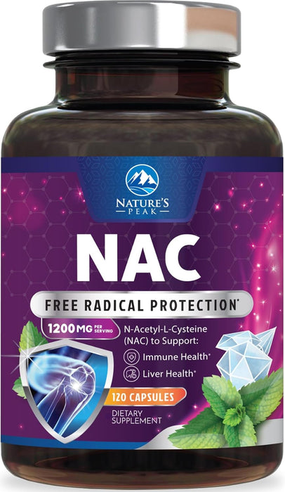NAC Supplement N-Acetyl Cysteine 1200 mg - Supports Lung & Liver Health - Immune Support with Powerful Antioxidants to Fight Free Radicals - Easy to Absorb, Gluten Free, Non-GMO