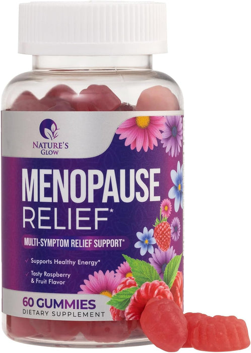 Nature's Glow Menopause Relief Vitamin Gummy for Women - Effective Menopause Support Supplement Gummies, Hot Flash, Night Sweats, Energy & Hormone Support, Non-GMO & Gluten Free - 60 Gummies