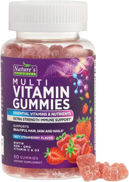 Adult Multivitamin Gummies Extra Strength - Daily Gummy Vitamin Supplement for Adults, Immune Support, Gummy with Vitamins A, C, D, E, B6, B12, Zinc and More for Women & Men, Berry Flavor - 60 Count