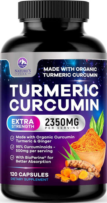 Turmeric Supplement Curcumin 2350mg - with Organic Ginger & Turmeric, BioPerine Black Pepper Extract 95% Curcuminoids - Advanced Absorption Antioxidant & Joint Immune Support - Vegan
