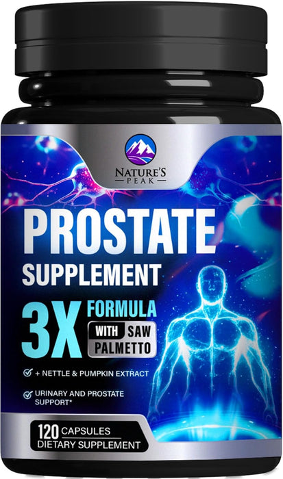 Prostate Health Supplements for Men - Potent 3X Formula with Saw Palmetto + Stinging Nettle + Pumpkin Seed Extract, Bottled in USA, Prostate Supplement, DHT Blocker for Urinary Support