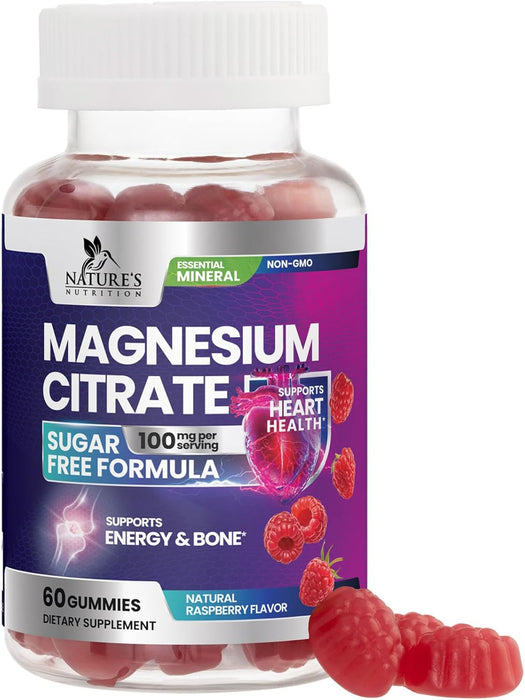 Magnesium Citrate Gummies Sugar Free Supplement - High Absorption Magnesium Citrate Supplement Gummy for Adults & Kids, Nature's Magnesio Supplements for Bone, Muscle Health, Heart Support