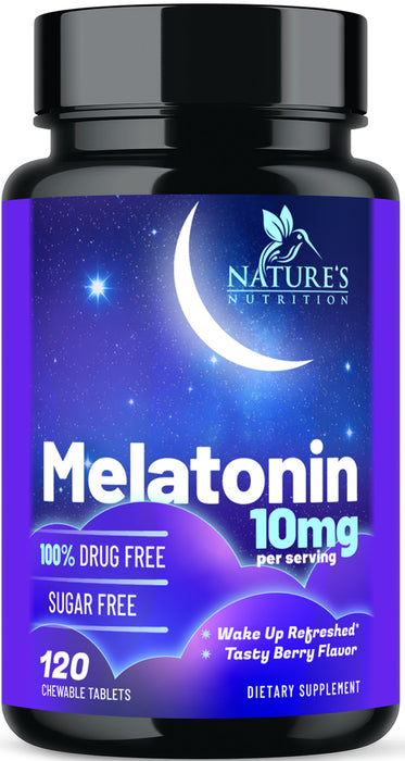 Fast Dissolve Melatonin 10mg, Sleep Support for Adults, Melatonin Sleep Supplement for a Sleep-Promoting Restful Sleep, Non-Habit Forming, 100% Drug Free, Berry Flavored