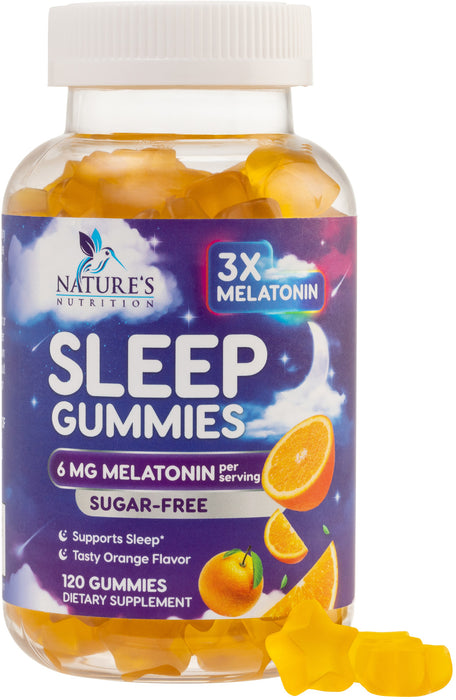 Sleep Melatonin Gummies for Adults Sugar Free - Natural Melatonin Sleep Gummy, Extra Strength Gummy Supplements, Sleep Support Vitamin Supplement, Vegan, Gelatin Free, 6mg, Sleep Gummies - 60 Gummies
