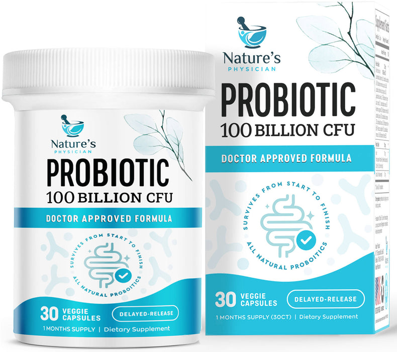 Nature's Physician Probiotics - 100 Billion CFU - 16 Strains + Prebiotics - Best Probiotic Supplement for Women & Men - Supports Immune, Digestive Health, Occasional Constipation & Gas