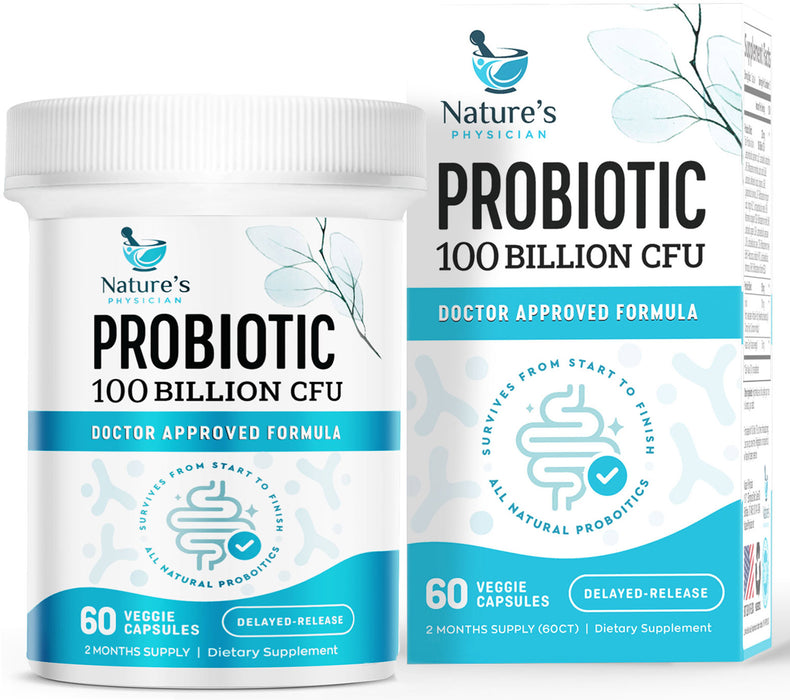 Nature's Physician Probiotics - 100 Billion CFU - 16 Strains + Prebiotics - Best Probiotic Supplement for Women & Men - Supports Immune, Digestive Health, Occasional Constipation & Gas