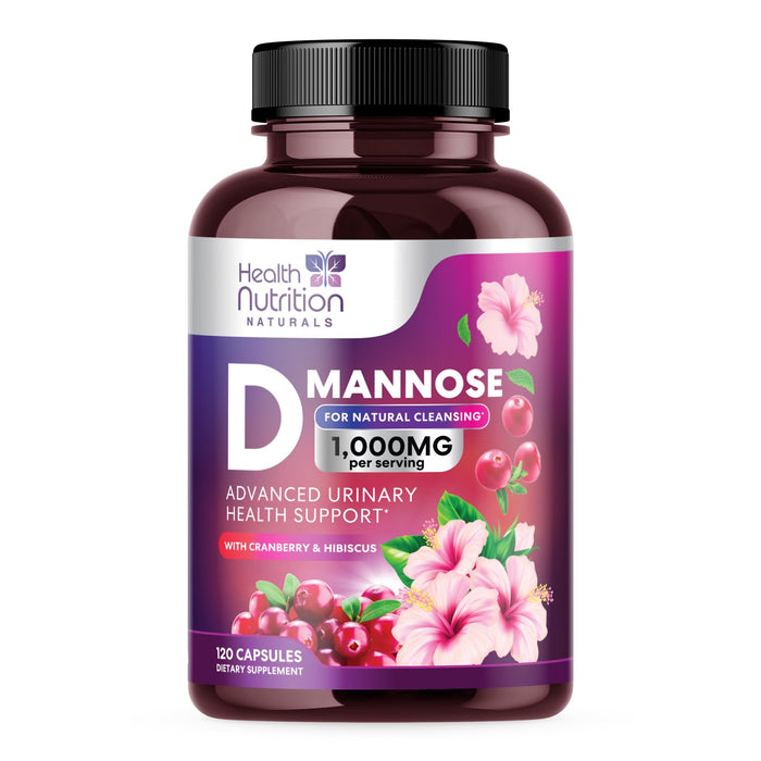 D-Mannose & Cranberry Extract 1350mg, Fast-Acting to Support Natural Urinary Tract Health for Women & Men, Non-GMO & Vegan, Flush & Cleanse Impurities in Urinary Tract & Bladder
