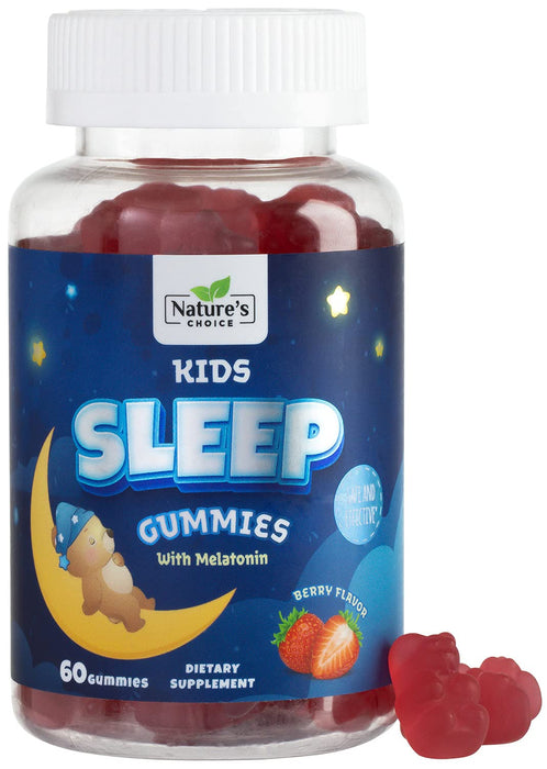 Kids Melatonin 1mg Gummy, 100% Drug-Free & Effective Sleep Supplement Gummies for Children Ages 3 and Up, Chewable Supplement for Restful Sleep, Natural Berry-Flavored - 60 Gummies