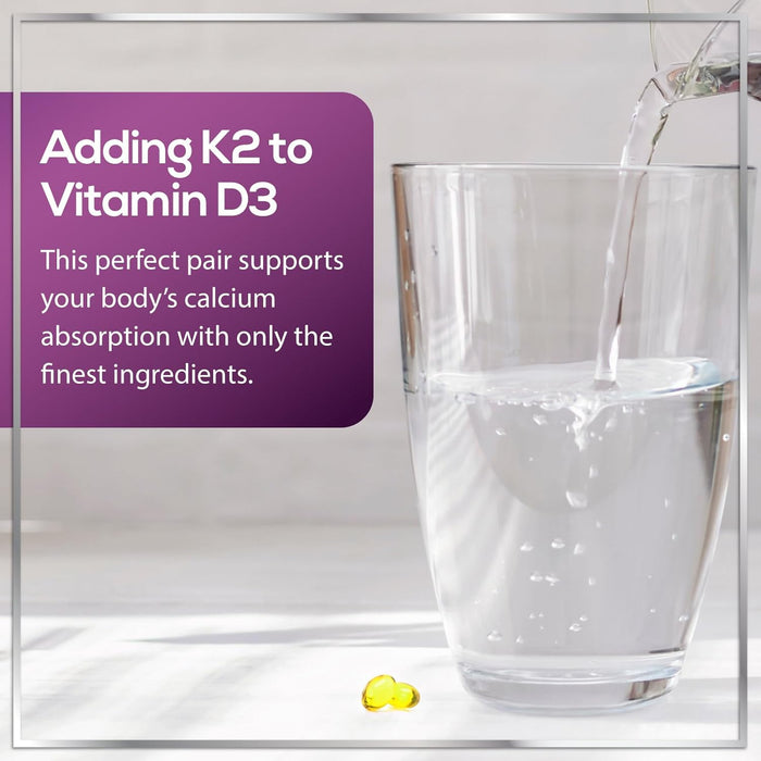 Vitamin D3 K2 Supplement - 5000 IU D3 & 100mcg K2 (MK7) 2-in-1 Vitamin D & K Complex for Calcium Absorption, Bone, Teeth, Heart & Immune Support, Easy to Swallow, Non-GMO & Gluten Free