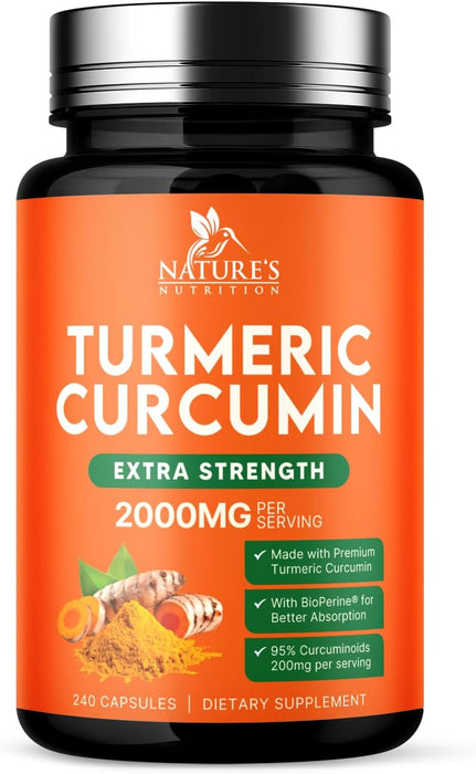 Turmeric Curcumin 2000mg with BioPerine + 95% Curcuminoids - 240 Capsules