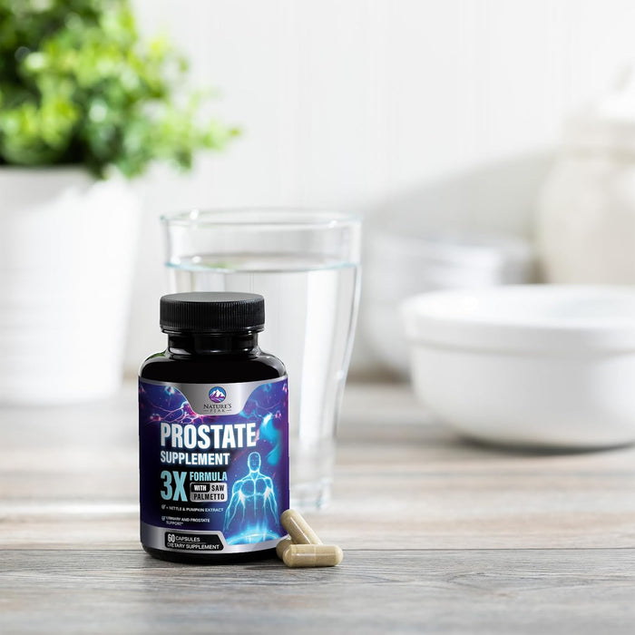 Prostate Health Supplements for Men - Potent 3X Formula with Saw Palmetto + Stinging Nettle + Pumpkin Seed Extract, Bottled in USA, Prostate Supplement, DHT Blocker for Urinary Support