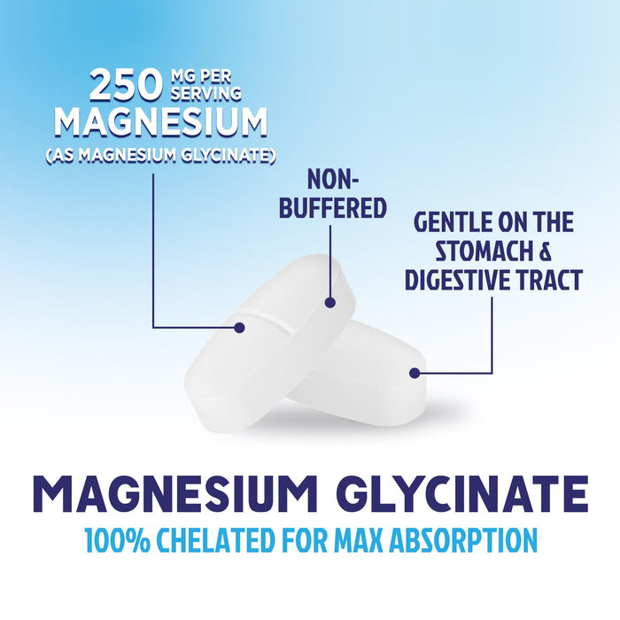 Magnesium Glycinate 250mg - 100% Chelated Magnesium for Max Absorption - Sleep Support, Muscle, Nerves, Bone & Heart Health Support, Best Mag Supplement, Vegan Non-GMO, 3rd Party Tested - 120 Tablets