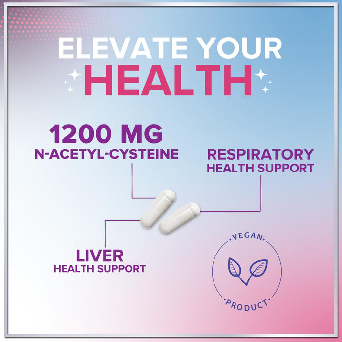 NAC Supplement – N-Acetyl L-Cysteine 1200mg – Supports Liver, Lung & Immune Health - Antioxidants for Respiratory Support & Fight Free Radicals – High Absorption, Non-GMO, Gluten-Free – 120 Capsules