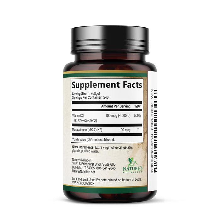 Vitamin D3 K2 5000 IU + with K2 (MK-7) 100 mcg – 120 Softgels