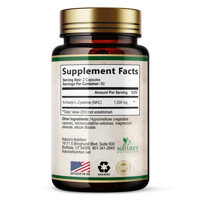 NAC N-Acetyl L-Cysteine (NAC) 1200 mg – 120 Veggie Capsules