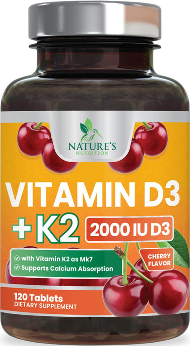 Vitamin D3 K2 2000 IU + with K2 (MK-7) 75 mcg – 120 Tablets