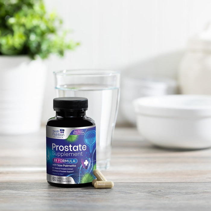 Prostate Health Supplements for Men - Potent 3X Formula with Saw Palmetto, Stinging Nettle, Pumpkin Seed Extract, Bottled in USA, Prostate Supplement for Urinary Support, Vegan, Non-GMO