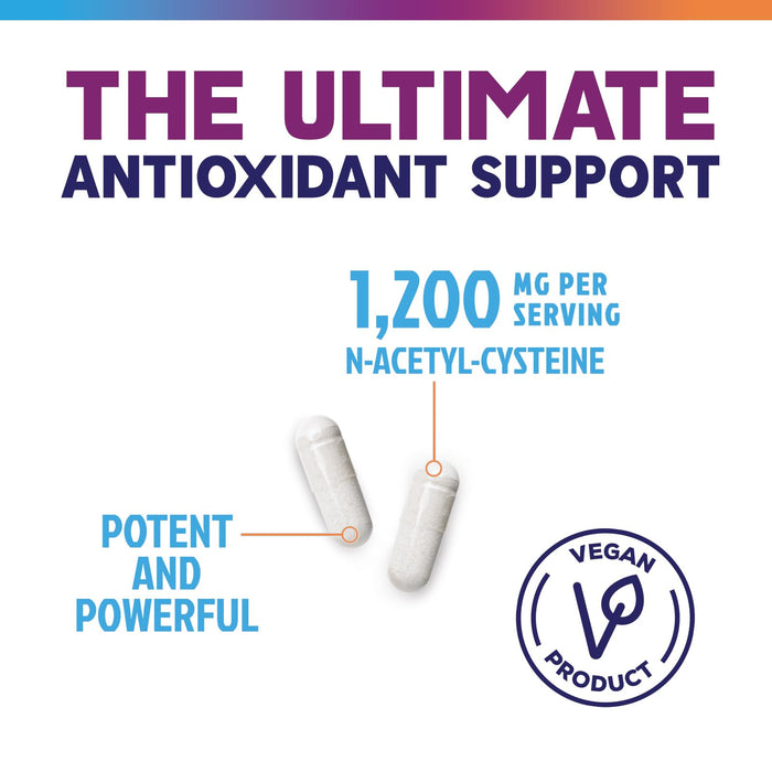 N-Acetyl Cysteine (NAC) 1200 mg – Premium Antioxidant & Immune Support - Glutathione Precursor for Liver, Lung & Respiratory Support – Nature's Fast Absorption, Non-GMO, Gluten-Free - 60 Capsules