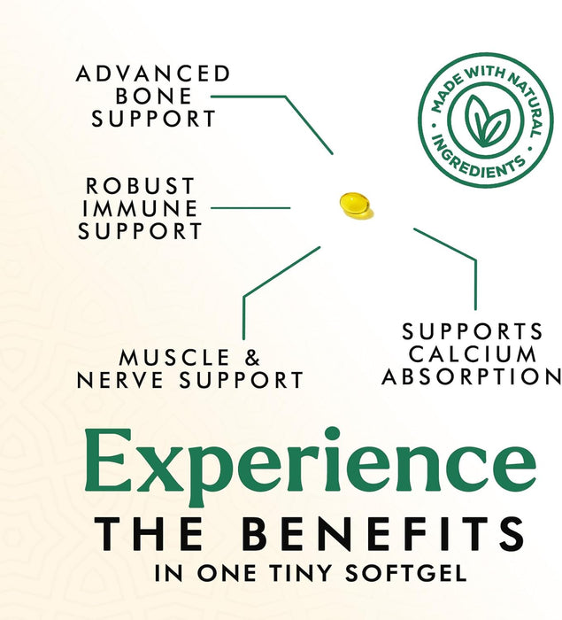 Vitamin D3 Supplement 5000IU (125 mcg) - Extra Strength Vitamins D-3 Dietary Softgels for Bone, Teeth, Muscle Health & Immune Support, Rapid Absorbtion Mini D Softgel, Non-GMO, Gluten Free - 60 Count