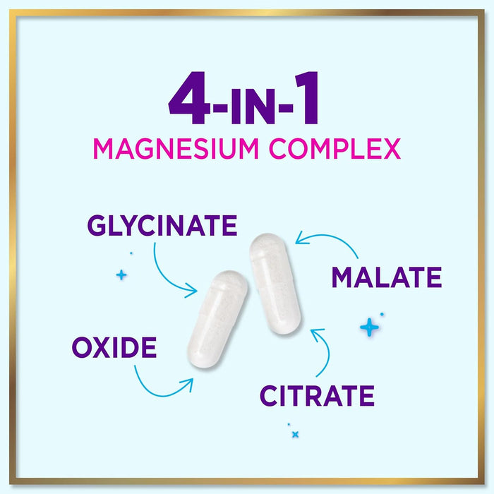 Magnesium Complex 500 mg - Best Blend of Glycinate, Citrate, Malate & Oxide - Supports Sleep, Muscle, Bone & Heart Health - High Absorption, Chelated Magnesium Mineral Supplement - 120 Capsules