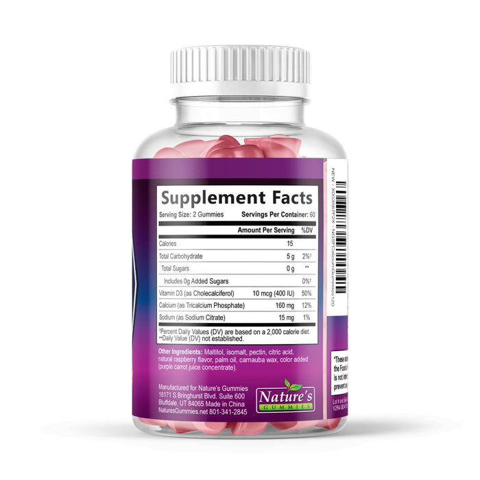 Sugar Free Chewable Calcium Gummy Vitamins – 400 IU – 120 Gummies