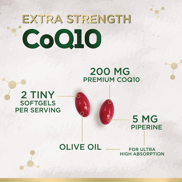 CoQ10 100mg Coenzyme Q10 Softgels - Superior Absorption, Antioxidant for Heart Health & Cellular Energy Support - Nature's Co Q10 Supplement, Non-GMO & Gluten Free - 60 Softgels