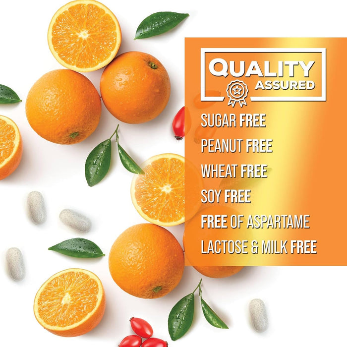 Extra Strength Vitamin C 1000 mg - Chewable Vita C for Powerful Immune Support with Vitamin C & Rose HIPS - Potent Dietary Chewable Vitamin C Supplement, Vegan, Gluten-Free, Non-GMO