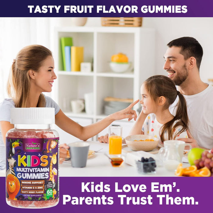 Kids Immune Support Gummies with Vitamin C, Zinc & Echinacea, Gluten Free & Non-GMO Chewable Immune Support for Kids Gummy, Daily Childrens Immune Support Vitamins, Vegan, Berry Flavor - 90 Gummies