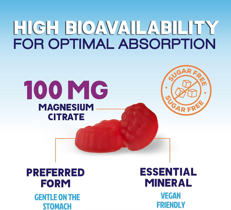 Magnesium Citrate Supplement Gummies Sugar-Free, High Absorption Magnesium Gummy Supplements for Women & Men, Supports Sleep, Heart Health, Bones and Muscles, for Relaxation & Digestion
