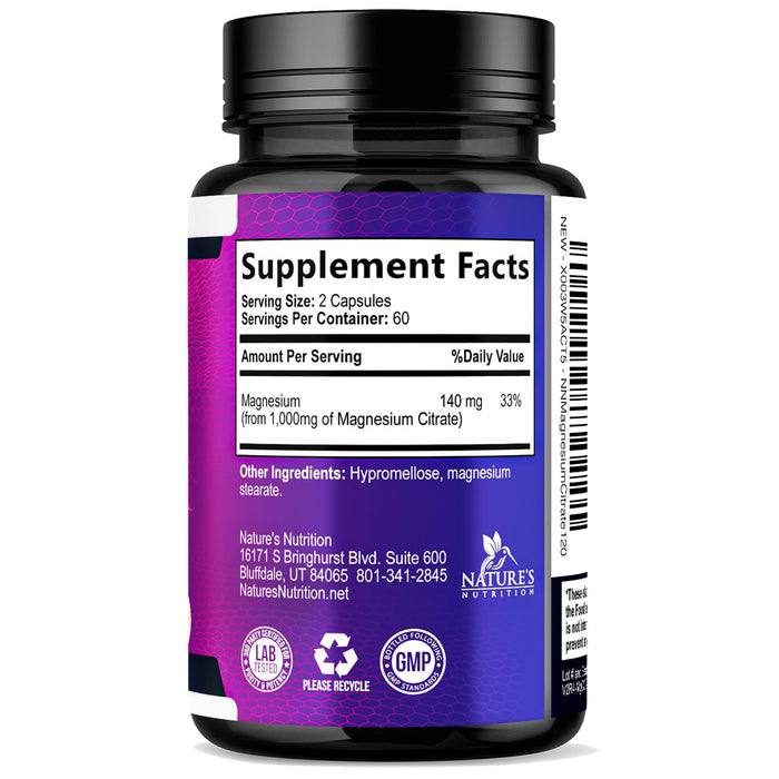 Magnesium Citrate 1000 mg for Absorption – 120 Capsules