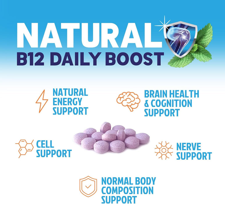 Vitamin B12 1000 mcg (Methylcobalamin) Super B 12 Complex Dietary Supplement For Energy & Immune Support, Vegan, Sugar-Free, Sublingual, Tasty Raspberry Flavor