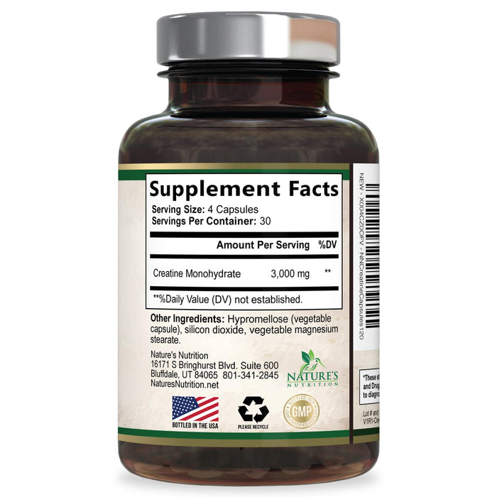 Creatine Monohydrate Capsules 3000mg – 120 Capsules