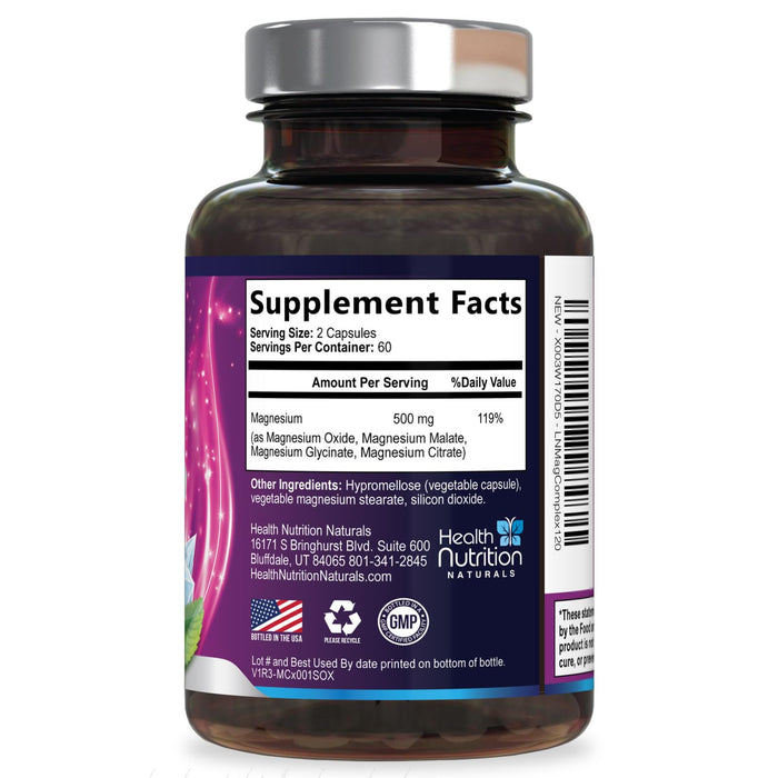 Magnesium Complex Capsules 500 mg with Oxide – 120 Capsules