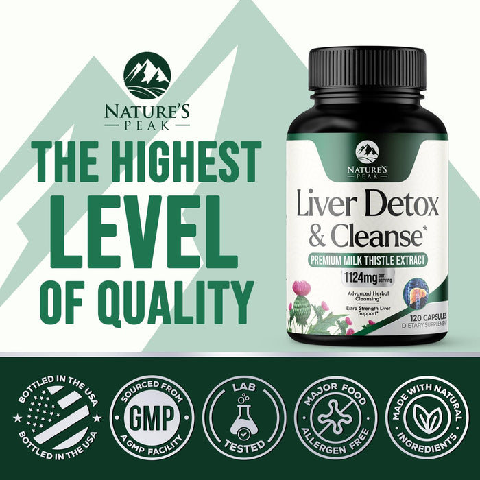 Liver Cleanse Detox & Repair - Milk Thistle Supplement for Digestion & Immune Health - Ginger Root, Choline & Dandelion Root - Herbal Liver Support with Silymarin, Beetroot & Artichoke - 120 Capsules