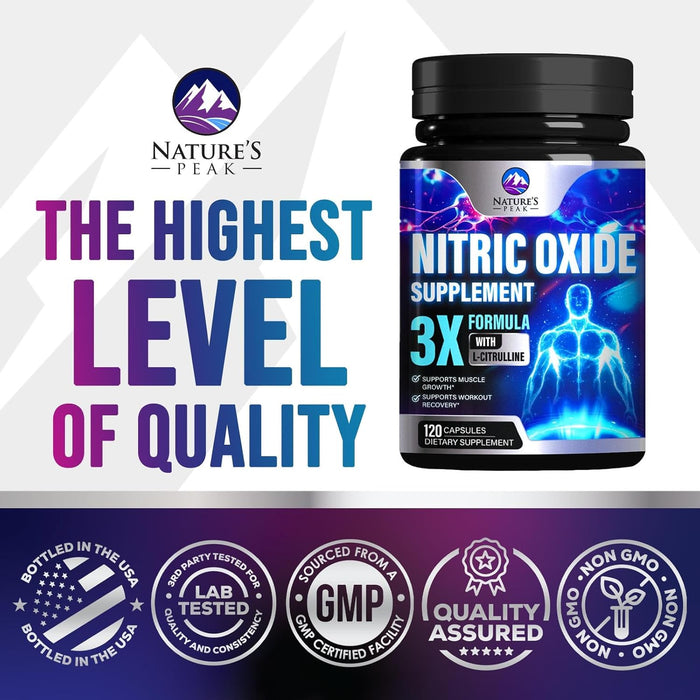 Nitric Oxide Supplement 3000mg L Arginine 3X Strength - Citrulline Malate & AKG - Extra Strength Muscle Supporting Nitric Booster for Muscle Growth & Workout Recovery to Train Harder