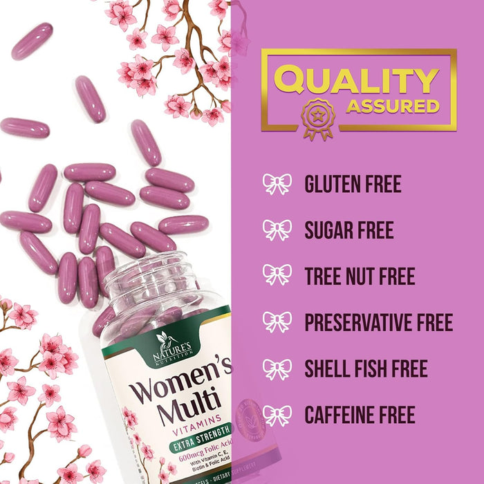 Multivitamin for Women with Iron - Daily Vitamins for Women's Immune Support and Overall Health - Womens Complete Daily Multivitamin with Vitamin A, B, C, D, E, Calcium and Magnesium