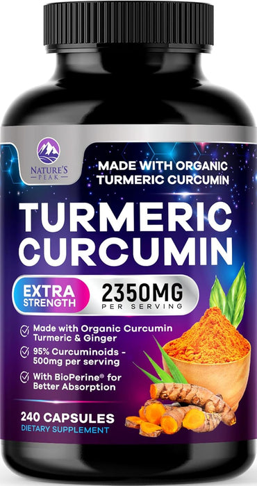 Turmeric Supplement Curcumin 2350mg - with Organic Ginger & Turmeric, BioPerine Black Pepper Extract 95% Curcuminoids - Advanced Absorption Antioxidant & Joint Immune Support - Vegan