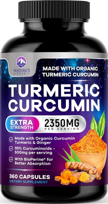 Turmeric Supplement Curcumin 2350mg - with Organic Ginger & Turmeric, BioPerine Black Pepper Extract 95% Curcuminoids - Advanced Absorption Antioxidant & Joint Immune Support - Vegan