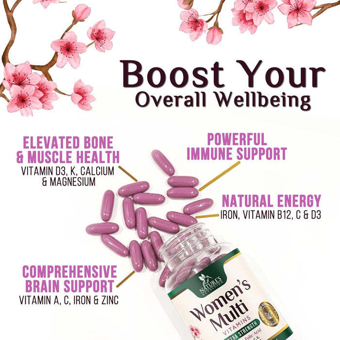 Multivitamin for Women with Iron - Daily Vitamins for Women's Immune Support and Overall Health - Womens Complete Daily Multivitamin with Vitamin A, B, C, D, E, Calcium and Magnesium