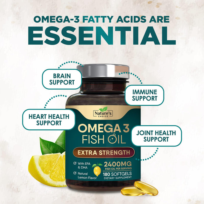 Omega-3 Fish Oil – 2400mg – 180 Softgels