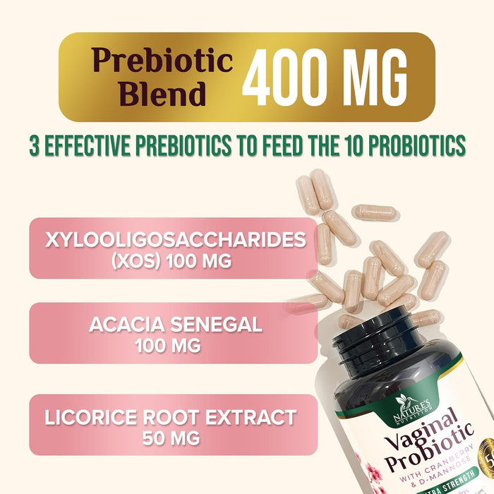 Vaginal Probiotics for Women pH Balance, Digestive, UT & Feminine Health Support - 50 Billion CFU, 10 Probiotic Strains, Prebiotics, & Cranberry - Supports Healthy Vaginal Odor & Flora