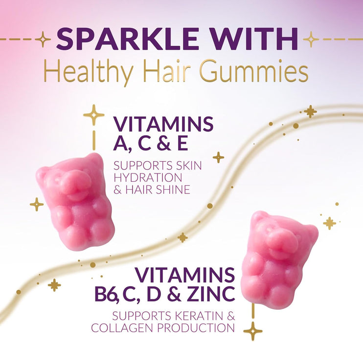 Hair Vitamins Gummies with Biotin 5000 mcg Vitamin E & C Support Hair Growth Gummy, Premium Vegetarian Non-GMO, for Stronger, Beautiful Hair, Skin & Nails, Biotin Gummies Supplement - 60 Gummy Bears
