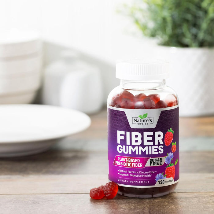 Nature's Choice - Vegan Fiber Gummies Sugar Free - 4 Grams of Daily Prebiotic Fiber - Max Strength Soluble Fiber Gummy, Supports Digestive Health & Regularity, Nature's Non-GMO Dietary Fiber Supplement