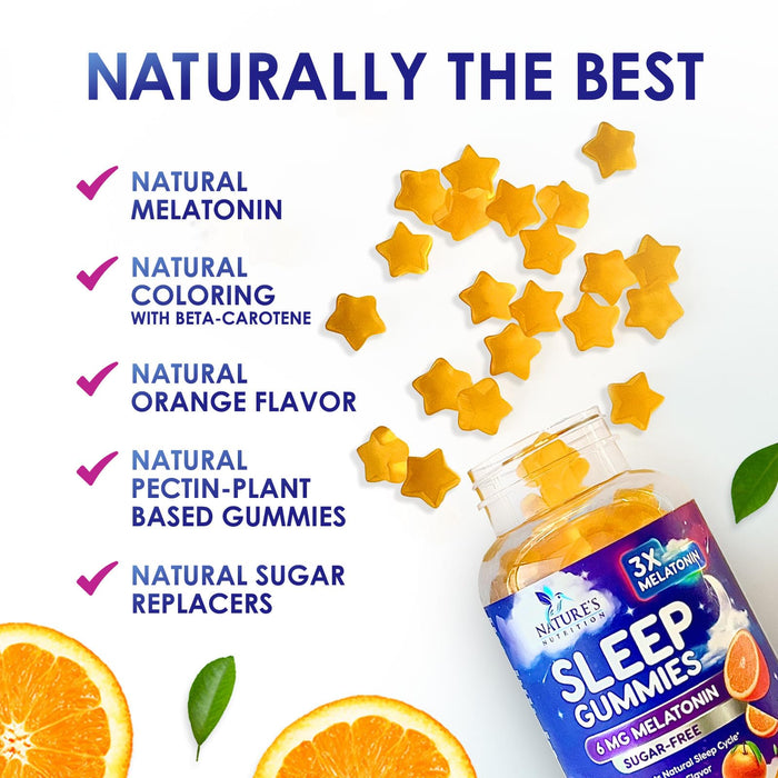 Melatonin Sleep Gummies Sugar Free - 6 mg Melatonin Sleep Gummies for Adults, Extra Strength Sleeping Gummy Supplements, Occasional Sleeping Support Supplement, 6mg Gomitas para Dormir - 120 Count