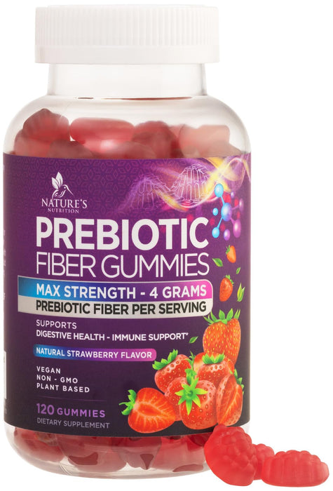 Fiber Gummies for Adults, Daily 4g Gummy Fiber Supplement, Prebiotic Gummy Digestive Health Support - Plant Based Soluble Fiber Chews, Prebiotics Supports Regularity & Digestion Non-GMO - 120 Gummies