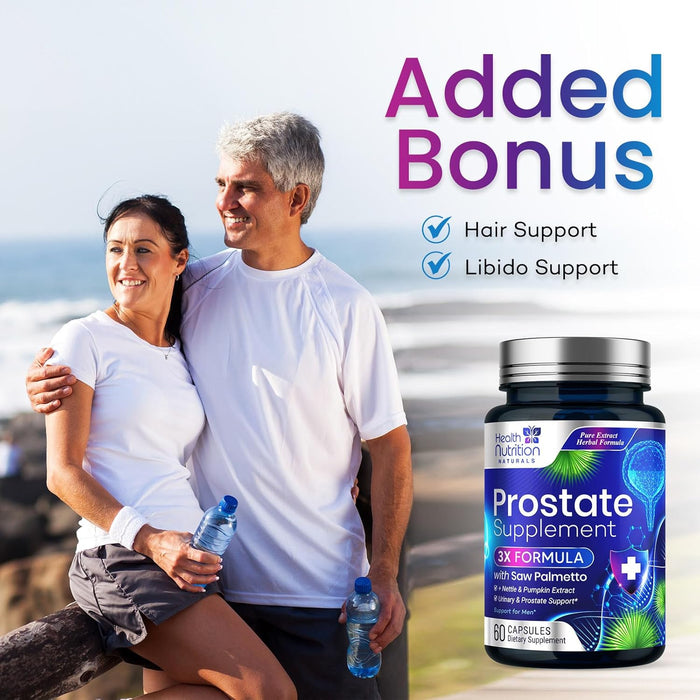 Prostate Health Supplements for Men - Potent 3X Formula with Saw Palmetto, Stinging Nettle, Pumpkin Seed Extract, Bottled in USA, Prostate Supplement for Urinary Support, Vegan, Non-GMO