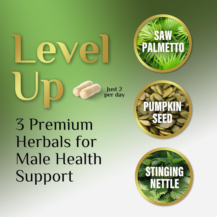 Saw Palmetto for Men Prostate Supplement - Potent 3X Formula with Stinging Nettle + Pumpkin Seed Extract for Men's Health, Herbal Prostate Supplement for Urinary Support, Bottled in USA