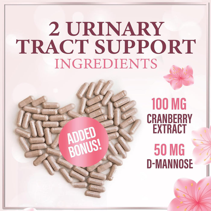 Vaginal Probiotic for Women - Vaginal PH Flora Feminine Health Balance Support - 50 Billion CFU Per Capsule, 10 Unique Strains - Womens Probiotics Supplement with Cranberry & D Mannose